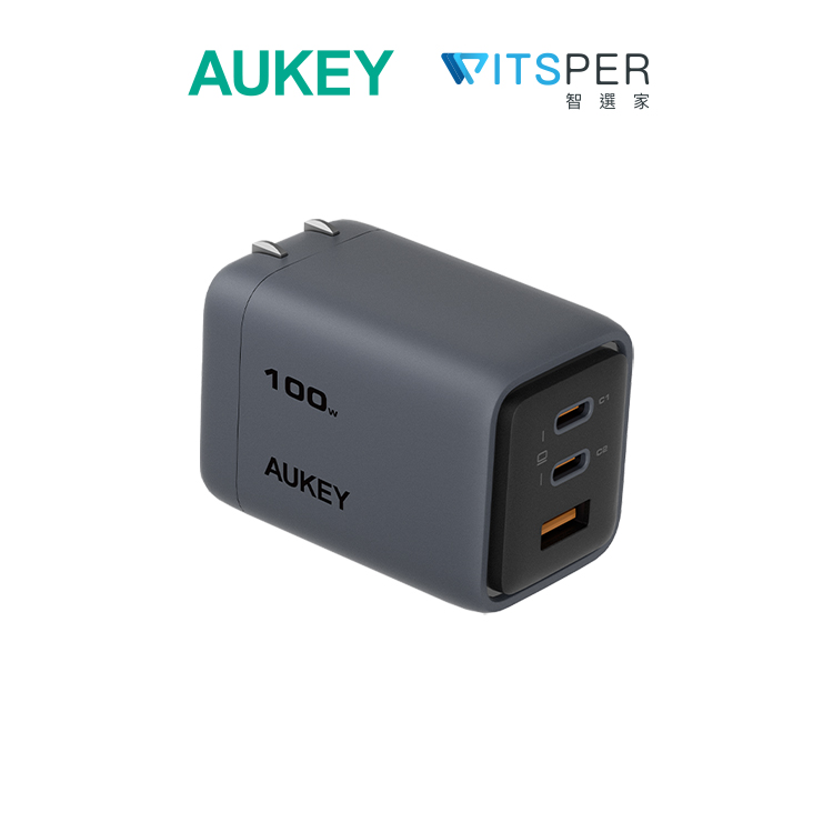 iPhone 17 快充充電器怎麼選?PD快充充電器推薦【2026最新】 5 AUKEY Comet Mix 3 100W(PA-C5)Type-C 氮化鎵 三孔 PD快充充電器